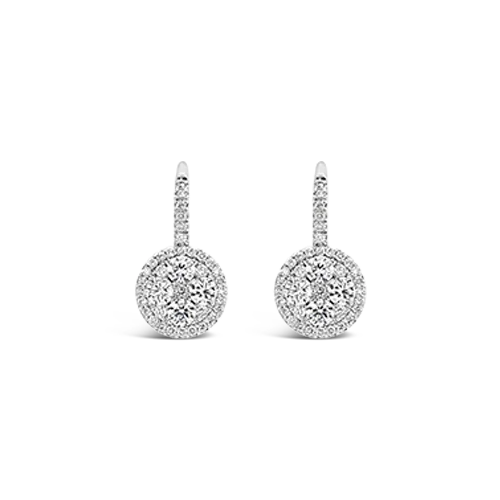 ladies gem earrings love themes -Diamond Cluster Dangle Earrings