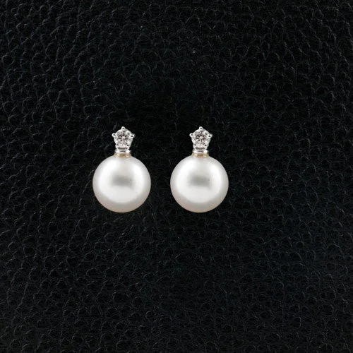 ladies silver earrings apatite stones -Pearl & Diamond Earrings