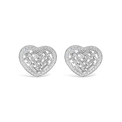 bubble texture earrings for women -Diamond Heart Earrings