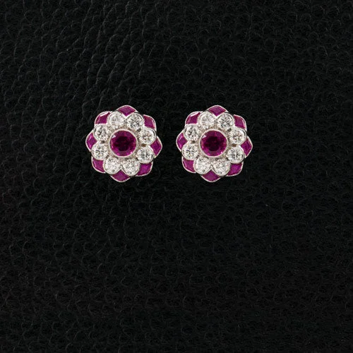 ladies cuff earrings unique style -Ruby & Diamond Earrings