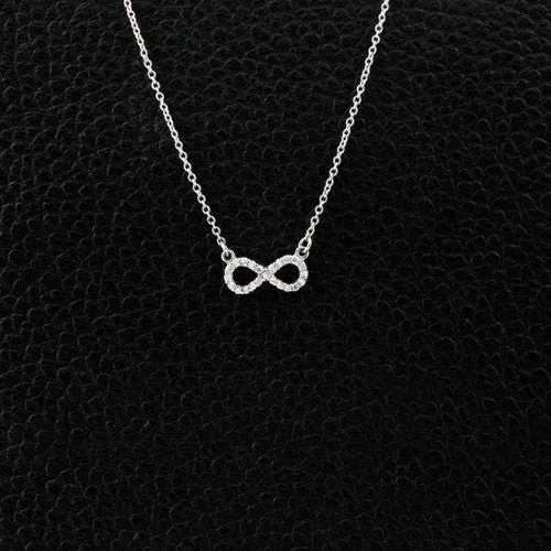 Ladies jet onyx necklaces -Diamond Infinity Necklace