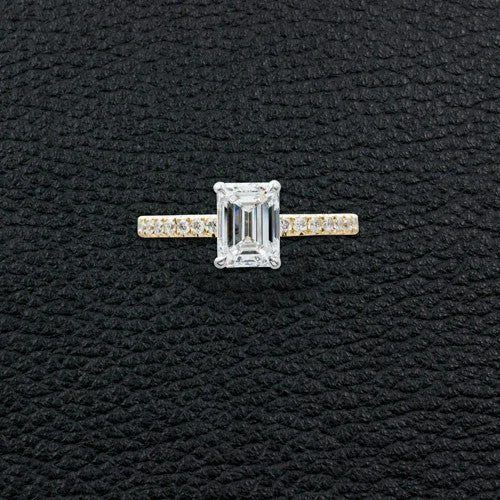 ladies rings geometric cuts -Emerald cut Diamond Engagement Ring