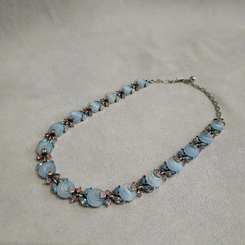 Ladies creative abstract necklaces -Vintage Trifari Cornflower Blue Berry Necklace