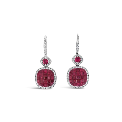 statement earrings for women bold -Ruby & Diamond Dangle Earrings