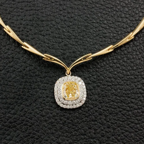 Ladies brilliant Swarovski necklaces -Yellow Diamond Necklace