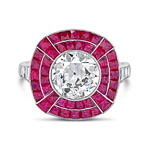 ladies chunky rings statement style -Ruby & Diamond Ring