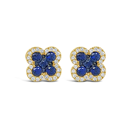 cross design earrings for women -Sapphire & Diamond Clover Earrings