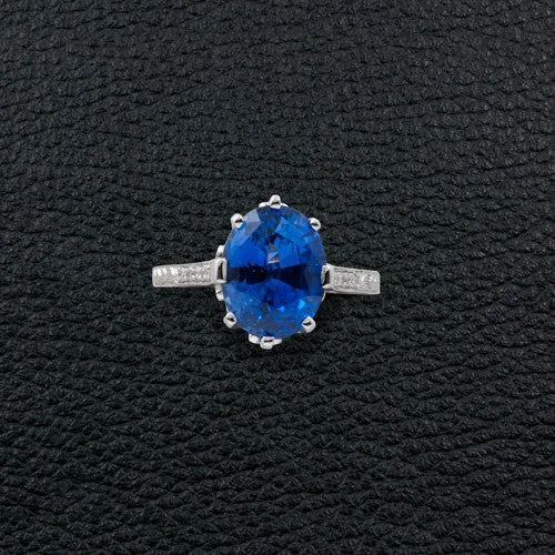 ladies rings enamel detailing -Sapphire & Diamond Ring