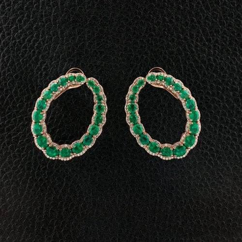 matte gold earrings for women -Emerald & Diamond Earrings