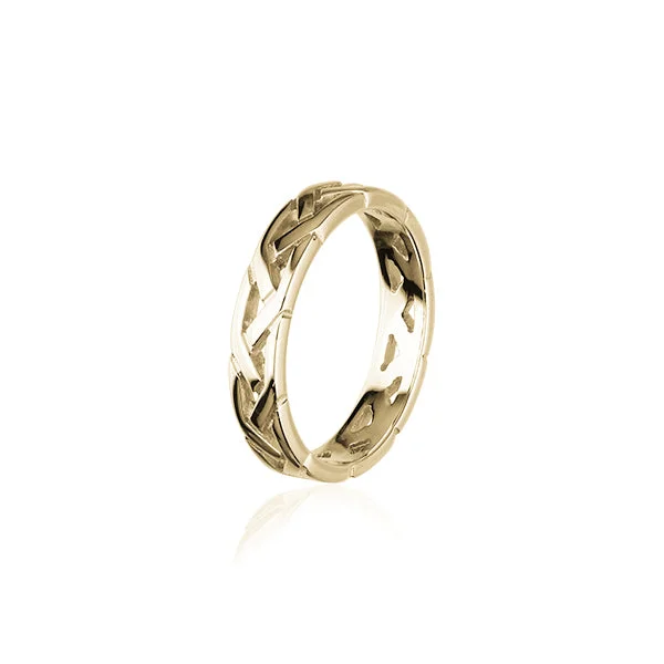 striped texture rings for women -Celtic Gold Ring GR156