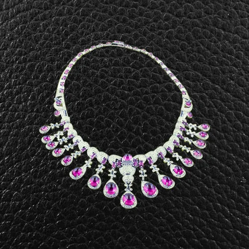 Ladies sky bird necklaces -Pink Tourmaline & Diamond Necklace