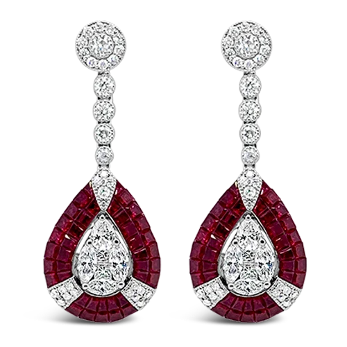 ladies gem earrings love themes -Ruby & Diamond Dangle Earrings