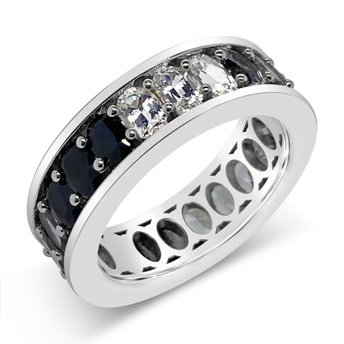 lace design rings for women -White, Black & Gray Sapphire Ring