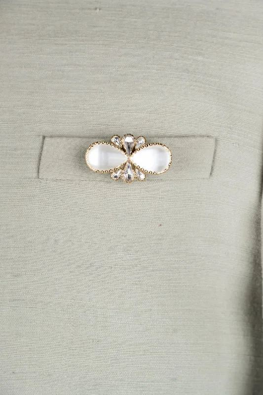 ladies casual brooch for everyday -Ivory Crystal Brooch