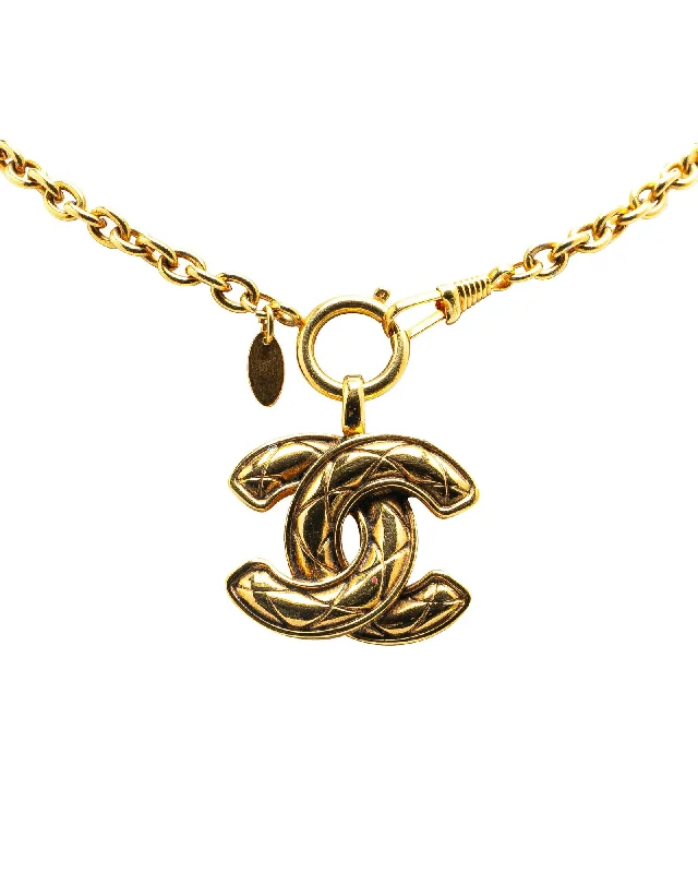 Ladies sapphire gleam necklaces -Gold Plated Quilted Pendant Necklace