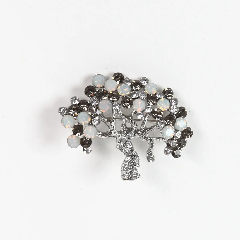 ladies gold brooch for everyday wear -Sparkly Diamante 'Tree of Life' Brooch