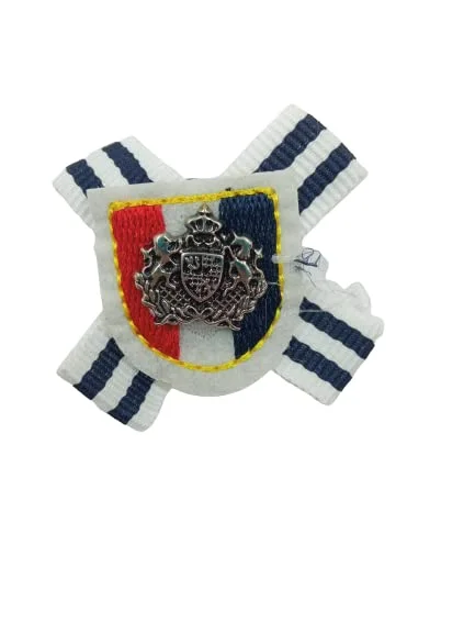 ladies gem brooch animal designs -Royal Shield and Ribbon Brooch