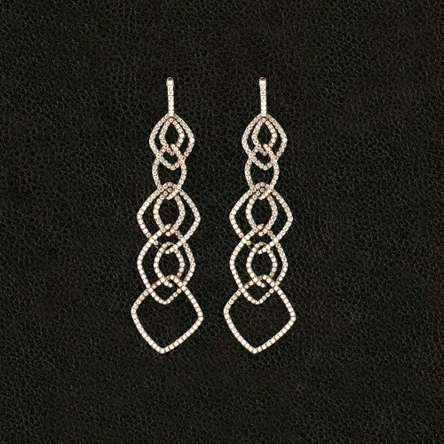 minimalist silver earrings for women -Cascading Dangle Diamond Earrings