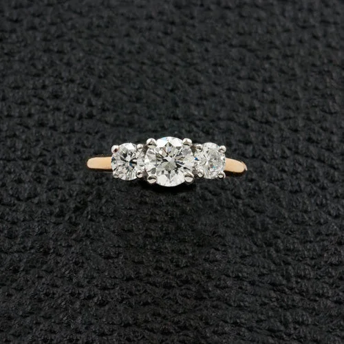 minimalist bar rings for women -Three Stone Diamond Ring