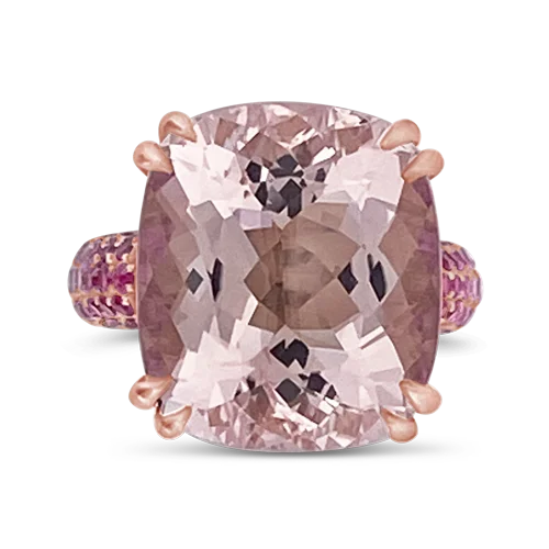 ladies gold rings wave patterns -Morganite Ring in Rose Gold