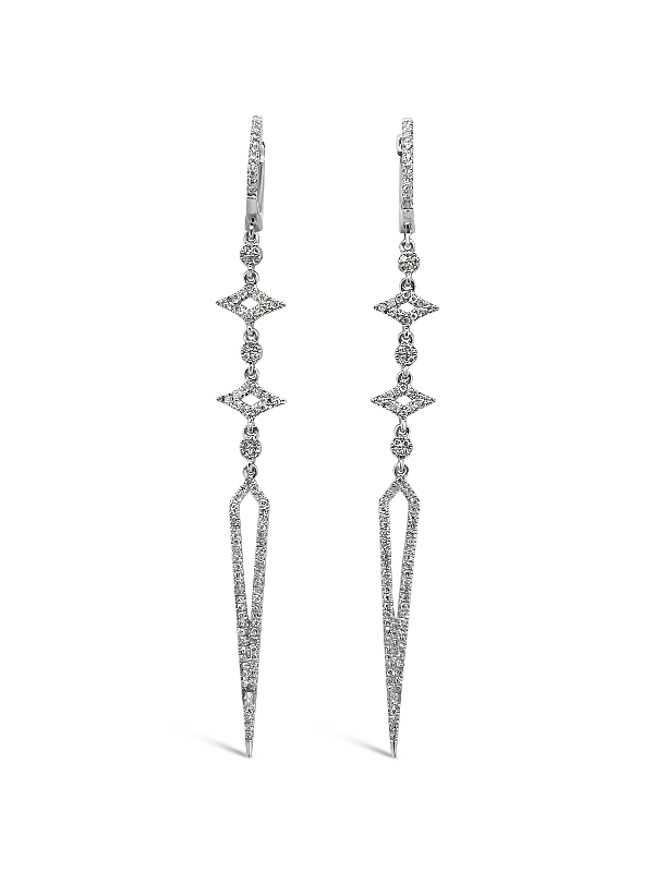 wave pattern earrings for women -Diamond Dangle Sword Earrings