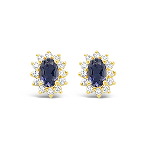 gold tree design earrings for women -Iolite & Diamond Earrings