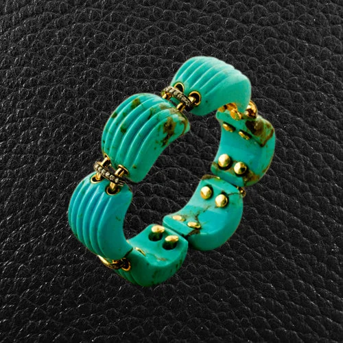 Ladies heavy bold bracelets -Turquoise & Diamond Bracelet