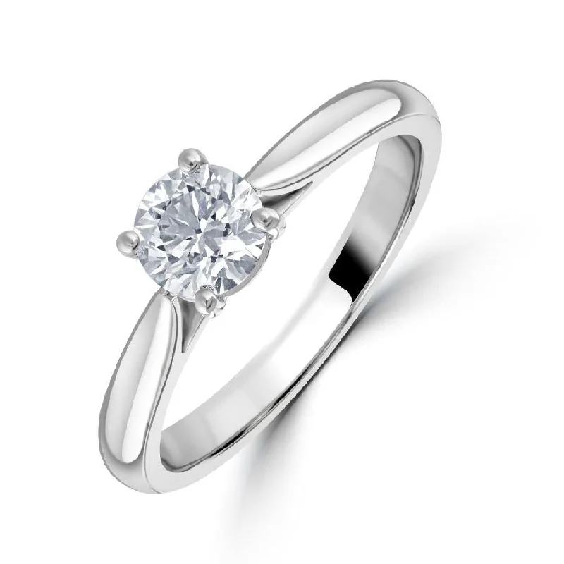 silver rings for women floral motifs -0.62ct Round Brilliant Cut Diamond Solitaire Platinum Ring