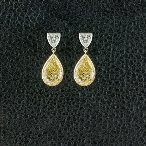 gold starburst earrings for women -Yellow & White Diamond Drop Earrings