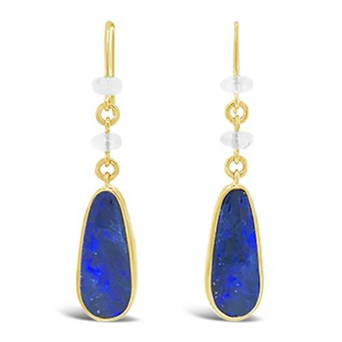 layered drop earrings for women -Opal & Moonstone Dangle Earrings