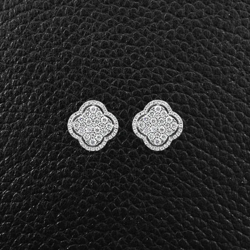 premium platinum earrings for women -Diamond Clover Earrings