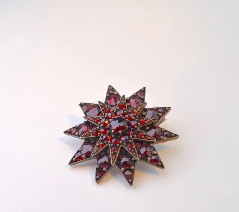 minimalist silver brooch for women -Victorian Bohemian Garnet Brooch