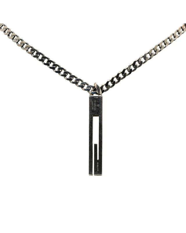 Ladies gothic bloom necklaces -Sterling Silver G Bar Pendant Necklace with Lobster Clasp Closure