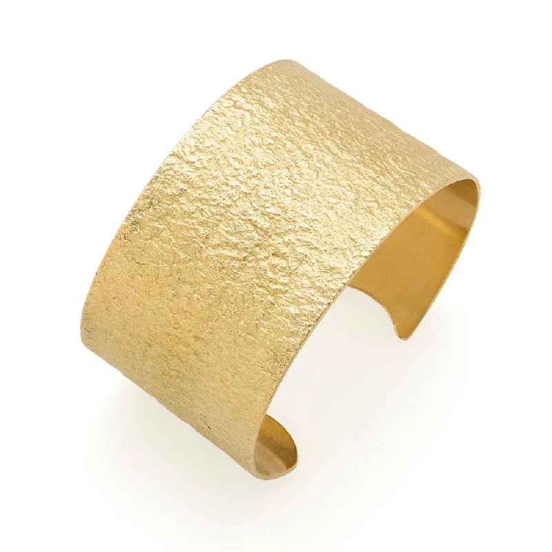 Ladies soul calm bracelets -Earthy Textured Gold Cuff Bracelet