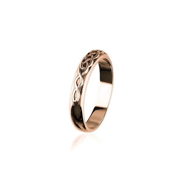 ladies silver rings jade stones -Celtic Rose Gold Ring RR321