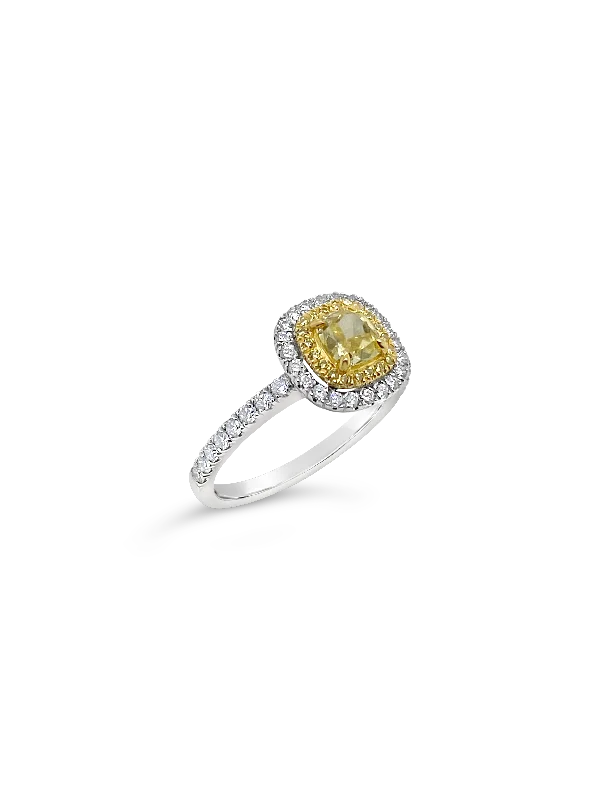 floral band rings for women -Yellow Diamond Engagement Ring