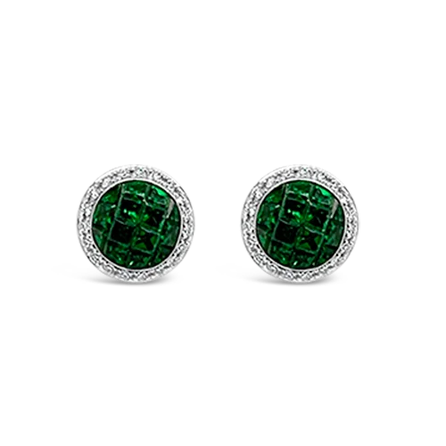 ladies gold earrings dog motifs -Tsavorite & Diamond Earrings