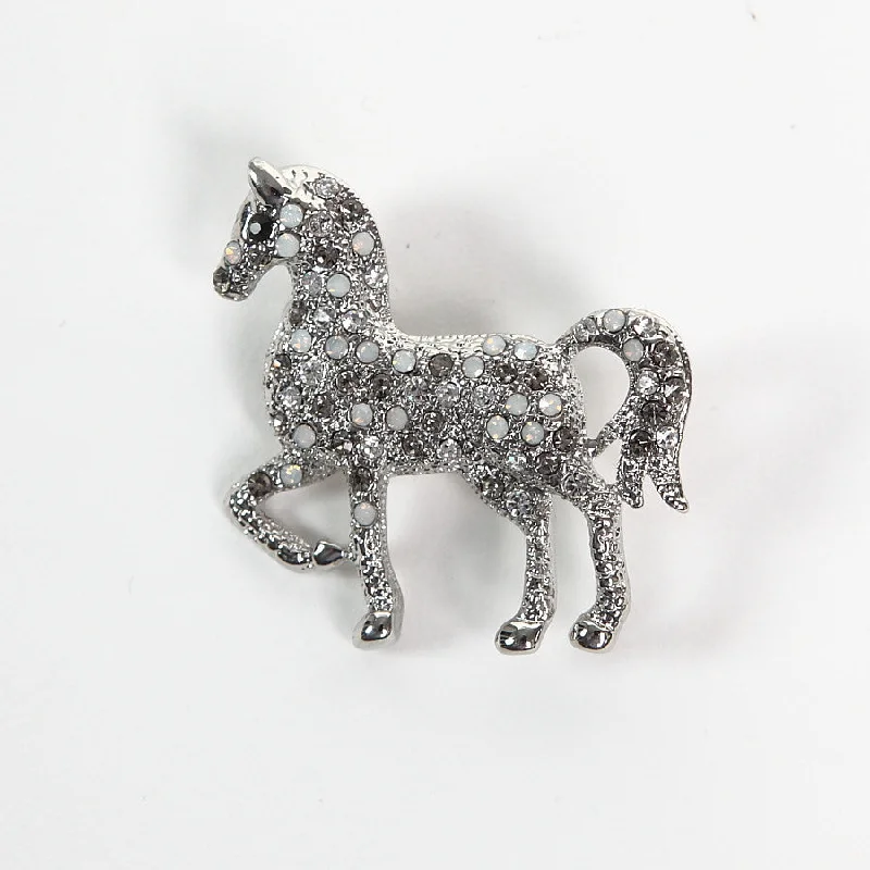 statement brooch for women bold style -Sparkly AB and Clear Crystal Horse Brooch