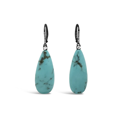 ladies earrings gemstone accents -Turquoise & Diamond Earrings