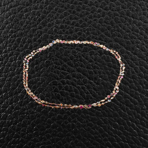 Ladies heirloom glow necklaces -Long Multicolor Sapphire & Diamond Necklace