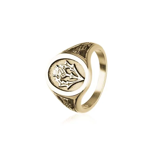 silver rings for women floral motifs -Thistle Gold Ring GR78