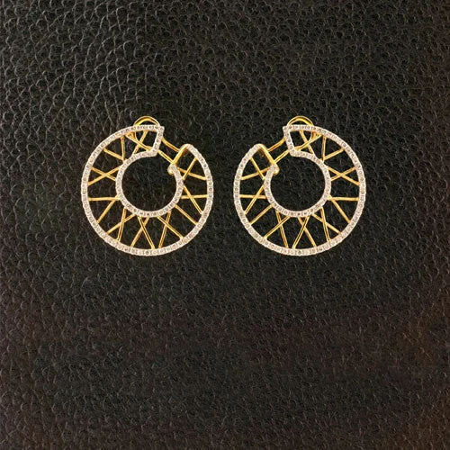 rose gold bead earrings for women -Diamonds in Round Design Earrings