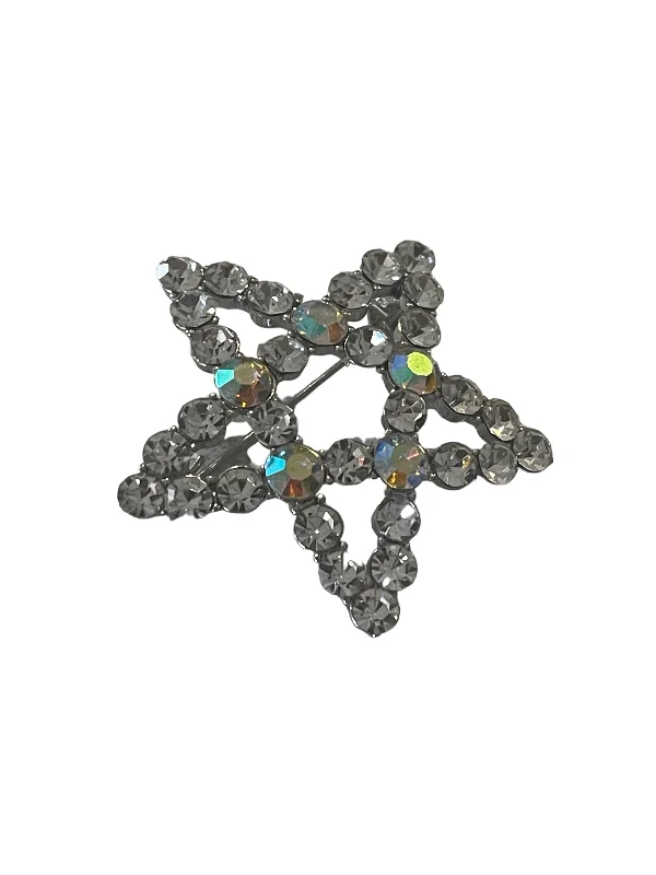 ladies silver brooch tourmaline stones -Star brooch