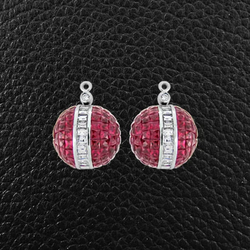 crisscross design earrings for women -Ruby & Diamond Earring Drops