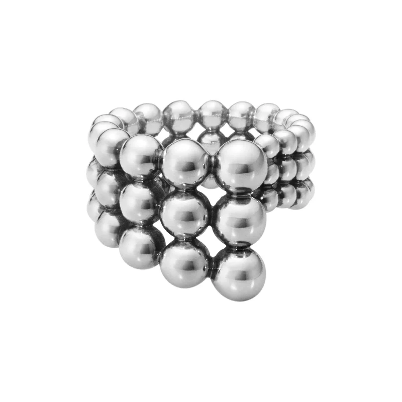 floral accent rings for women -Silver Moonlight Grapes Ring