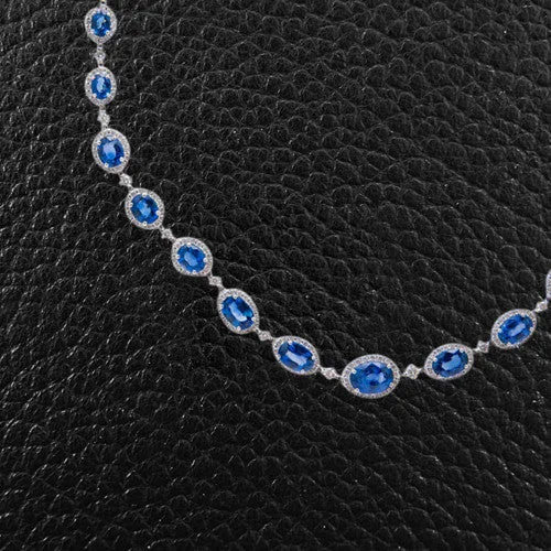 Ladies sunny topaz necklaces -Sapphire & Diamond Necklace