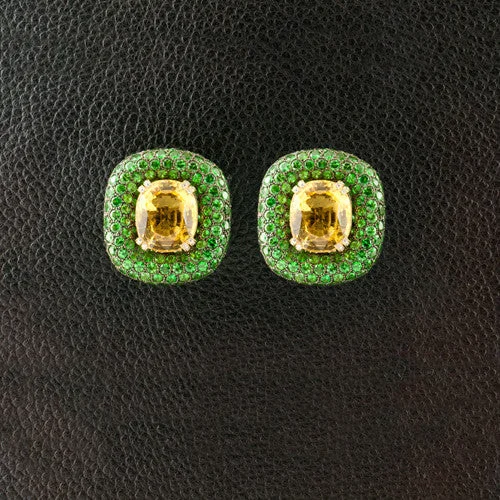 ladies pearl stud earrings -Danburite, Diamond and Tsavorite Earrings