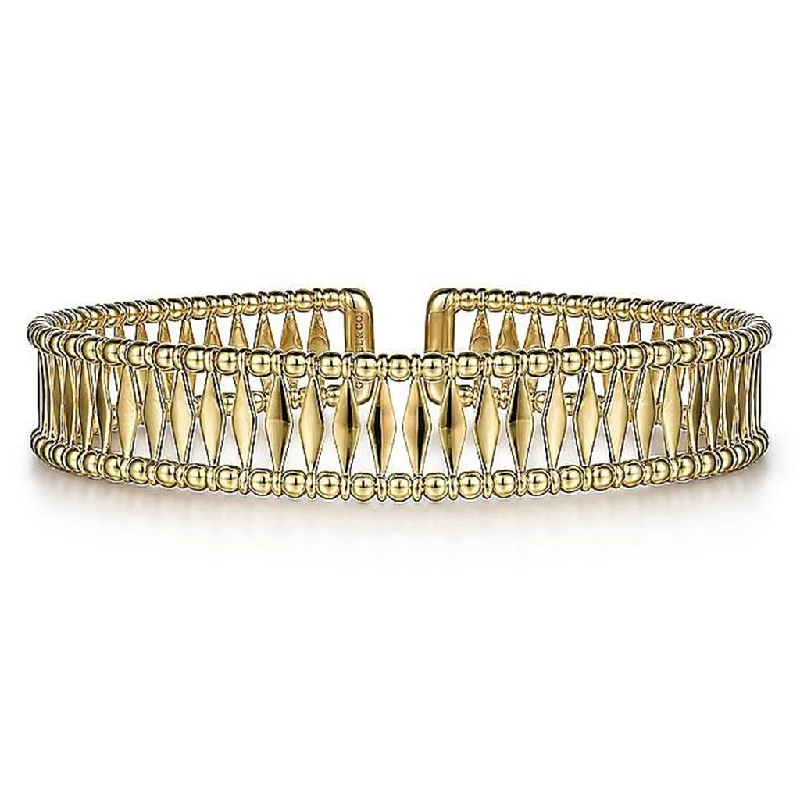 Ladies premium luster bracelets -Gabriel & Co. 14K Yellow Gold Bujukan Cuff Bracelet