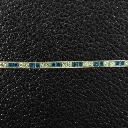 Ladies sapphire blue bracelets -Sapphire & Diamond Tennis Bracelet