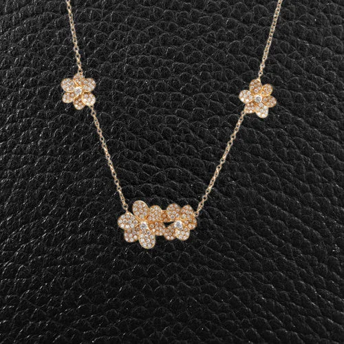 Ladies joyful shine necklaces -Diamond Flower Necklace